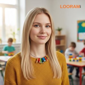 Colier din creioane colorate croșetate – pe comandă