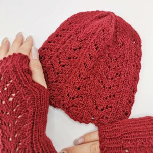 Set caciula si manusi grena tricotate manual - fara degete