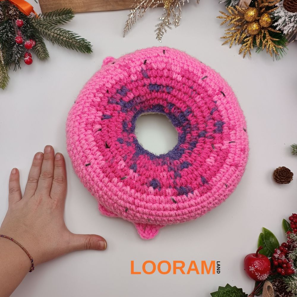 Gogoașă glazurată jucărie pernă decorativă 26 cm(1) Gogoașă glazurată jucărie pernă decorativă 26 cm