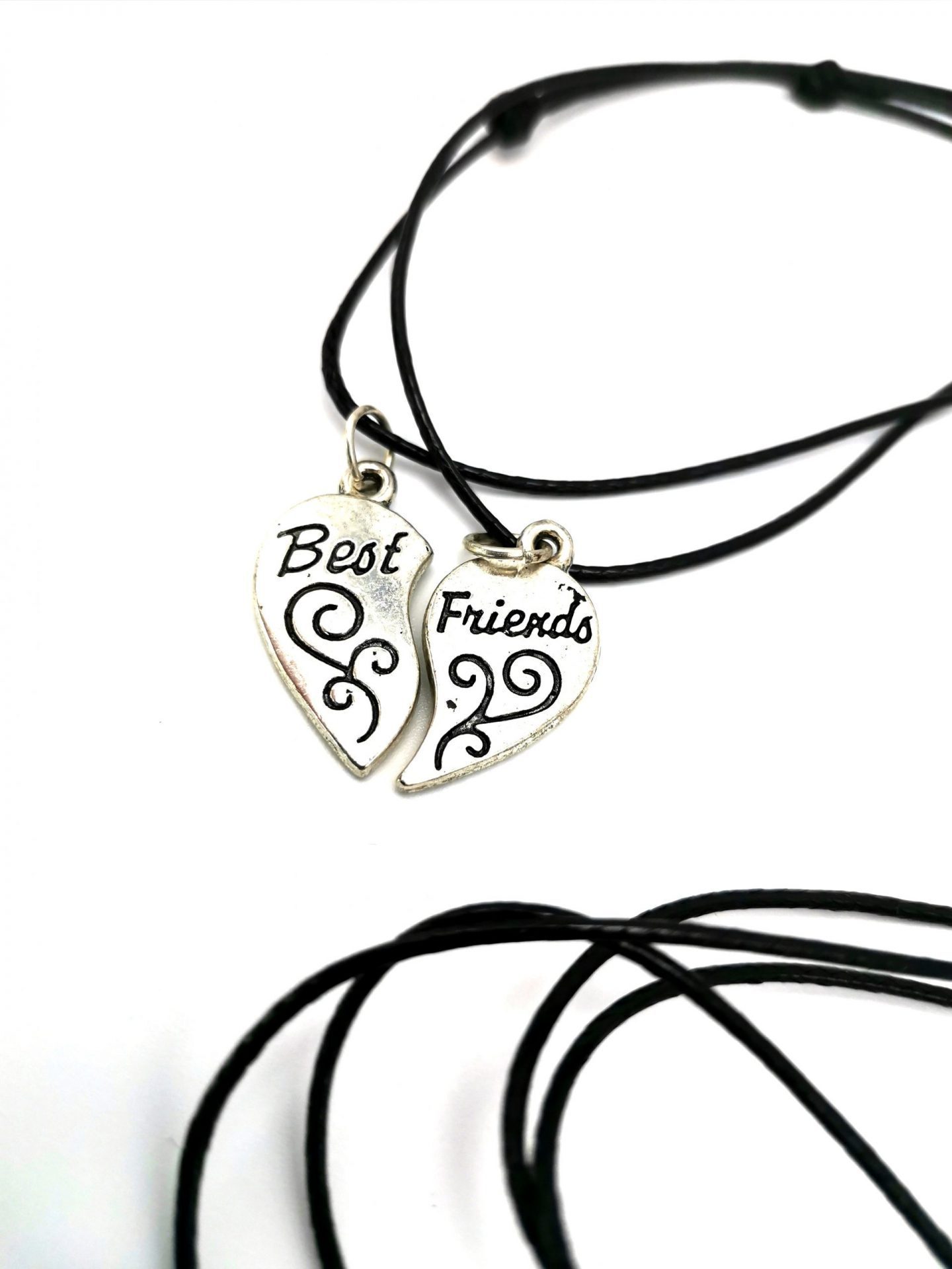 Set coliere Best Friends Argintii jumatati de inima