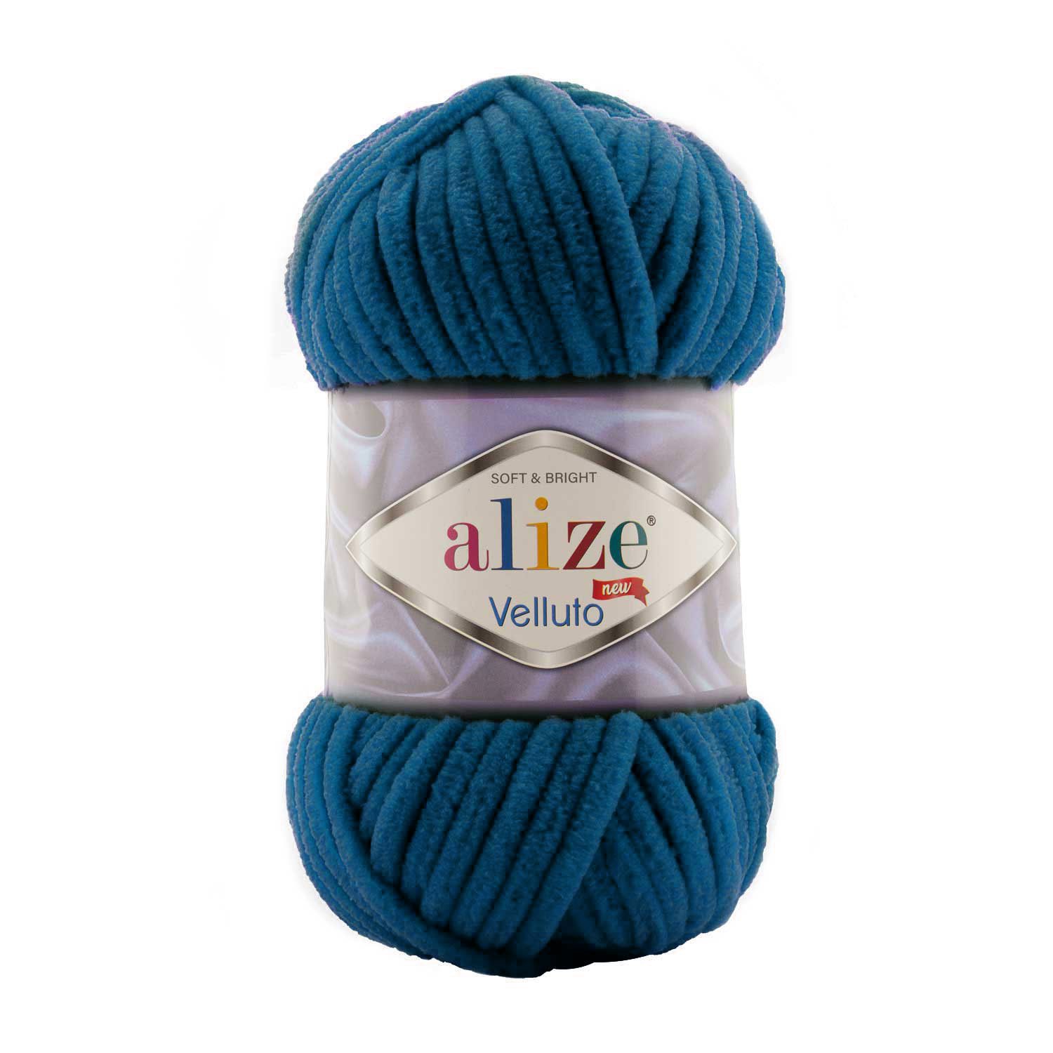 Velluto Alize fir pufos catifea albastru mykonos 646