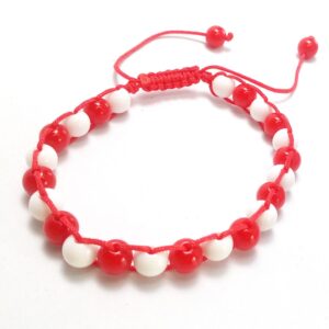 Bratara martisor cu margele albe si rosii