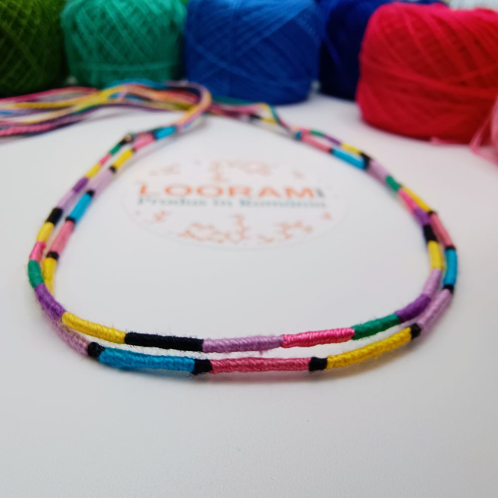 Set 2 brățari din ață colorată subțire multicoloră SET 4 - pe comandă