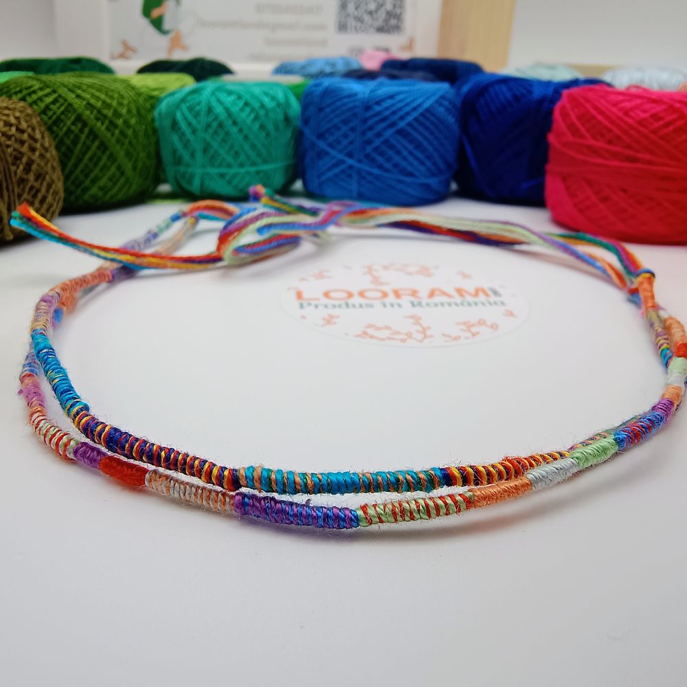 Set 2 brățari din ață colorată subțire multicoloră SET 5 - pe comandă
