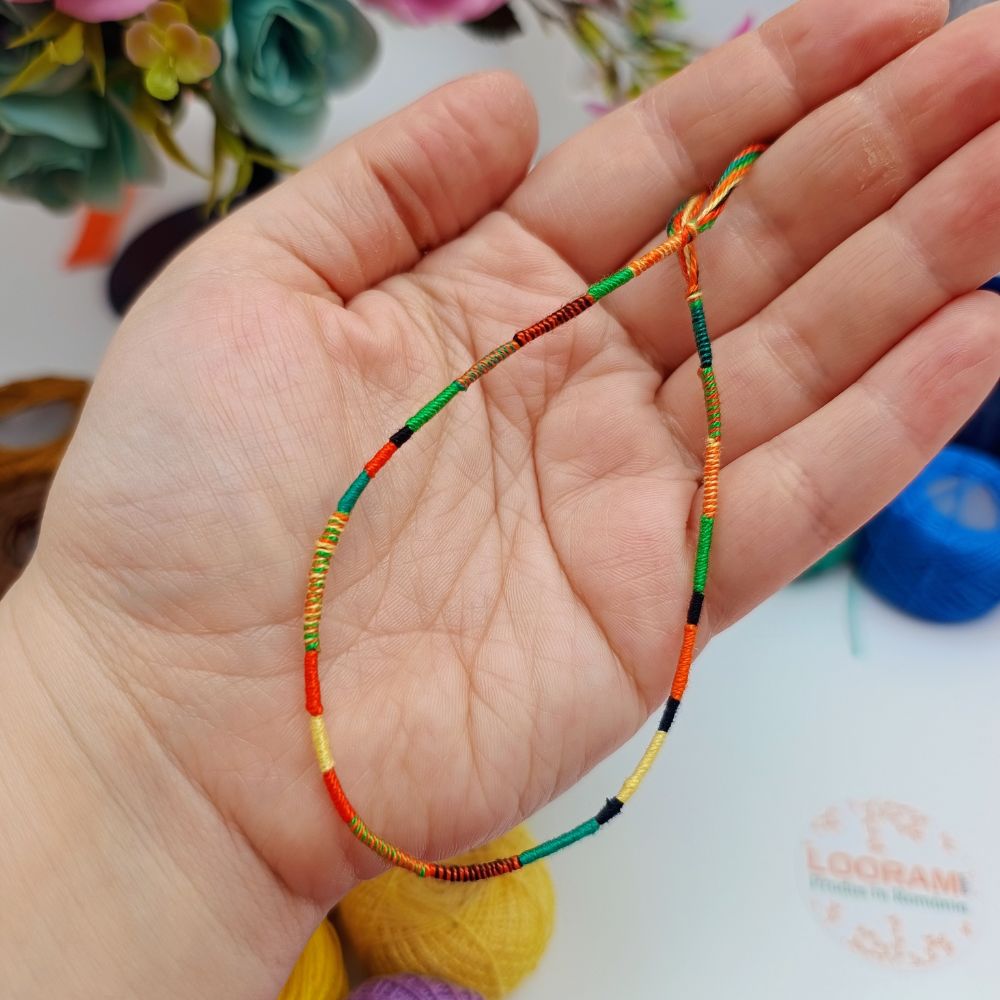 Brățară din ață colorată subțire multicoloră model 8 - pe comandă