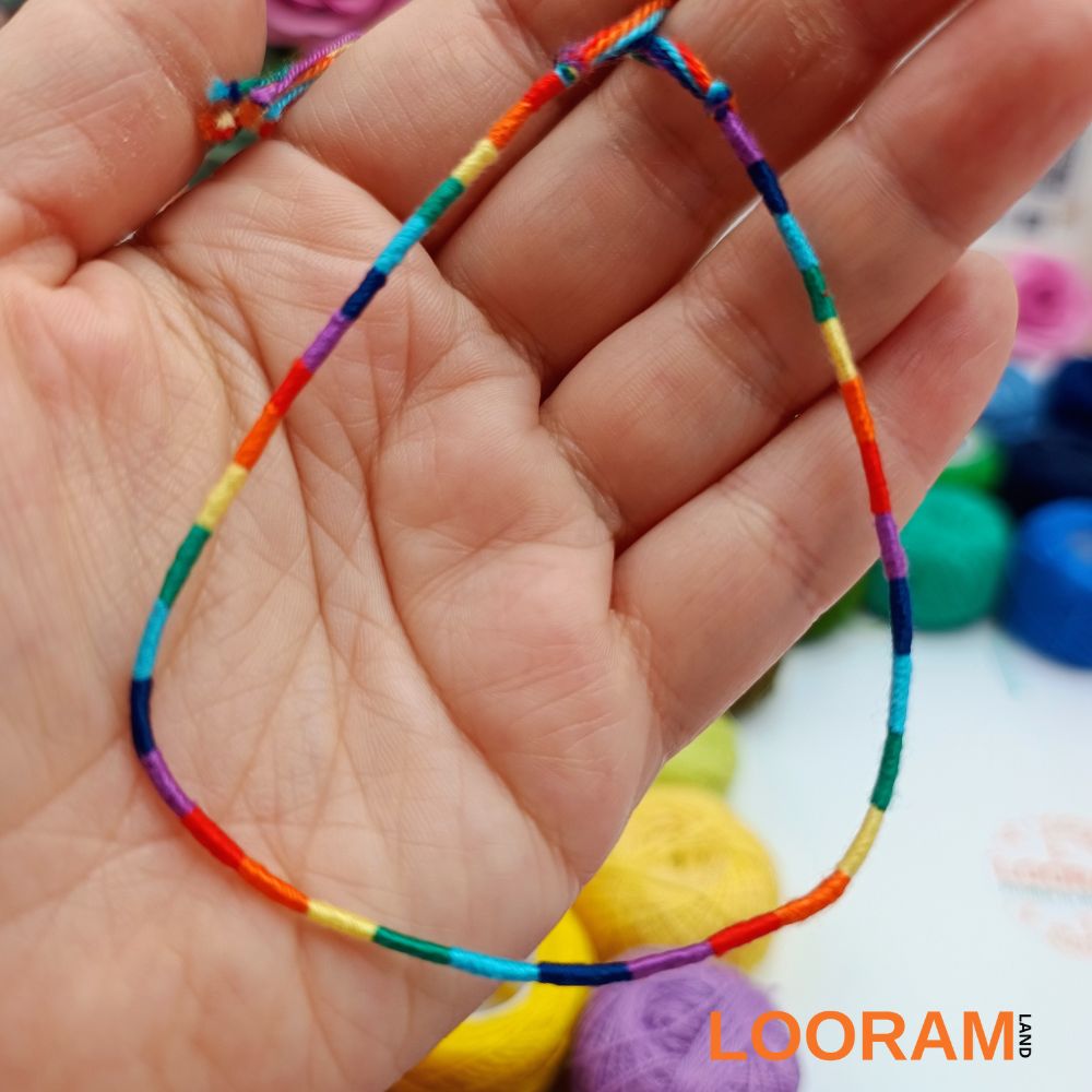 Brățară din ață colorată subțire multicoloră model 10 - pe comandă