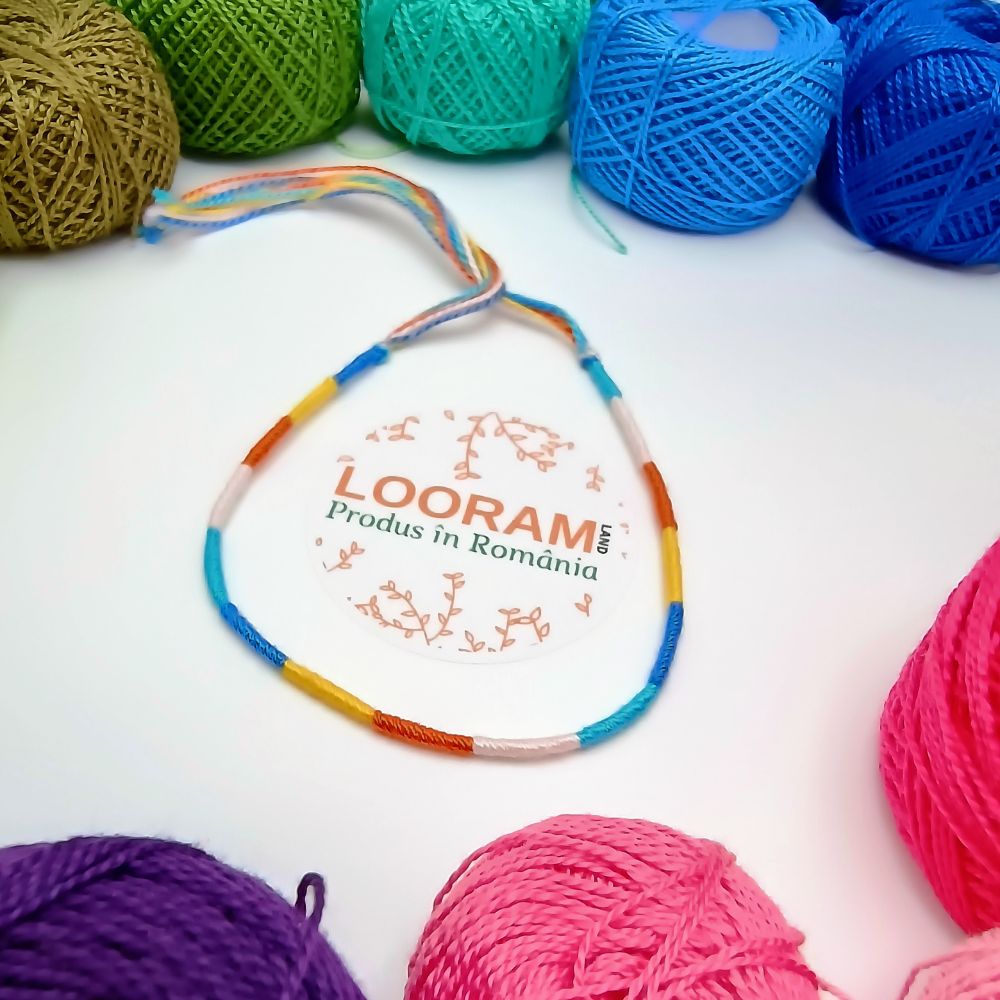Brățară din ață colorată subțire multicoloră model 13 - pe comandă