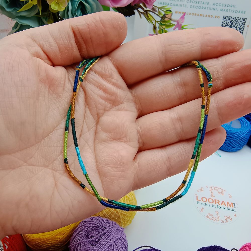 Set 2 brățari din ață colorată subțire multicoloră SET 8 - pe comandă