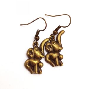 Cercei elefant metalici bronz