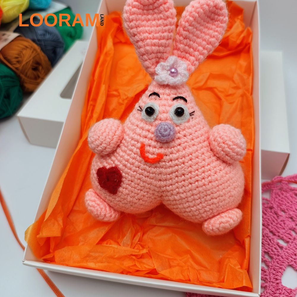 cutie cadou jucarie crosetata iepuras lucrat manual (3)